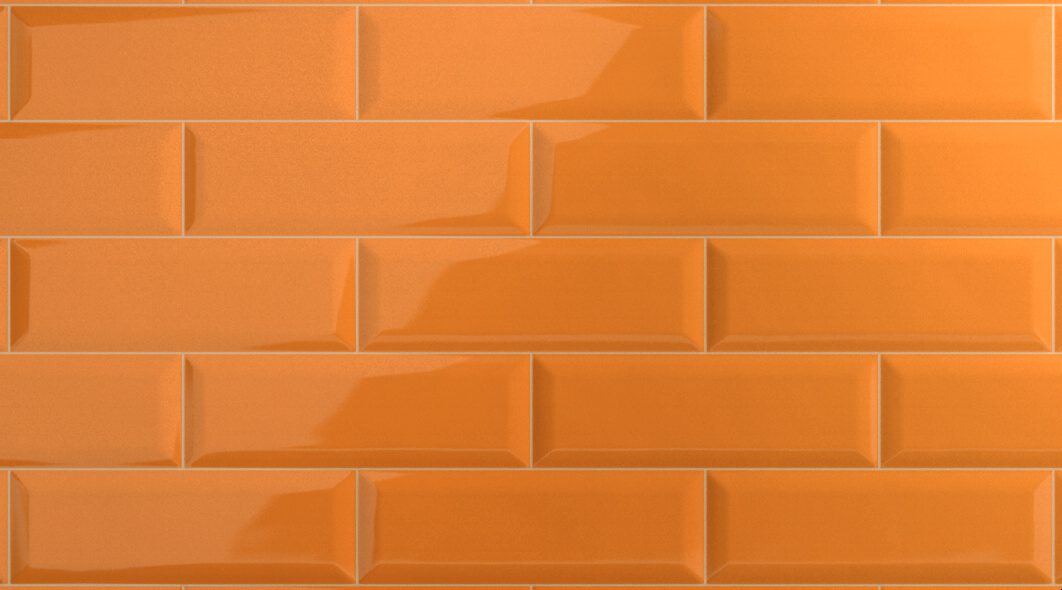 A close up of the orange tile wall