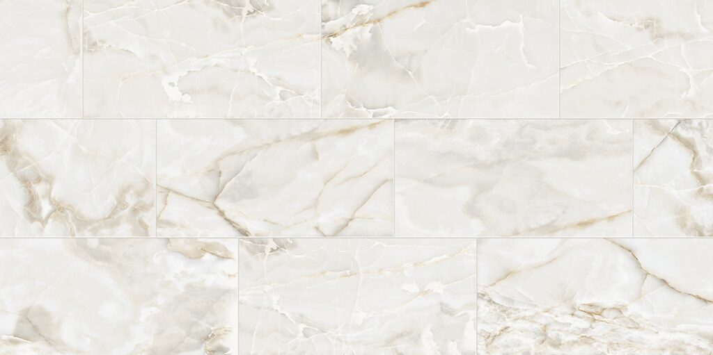 A white marble tile floor with some lines