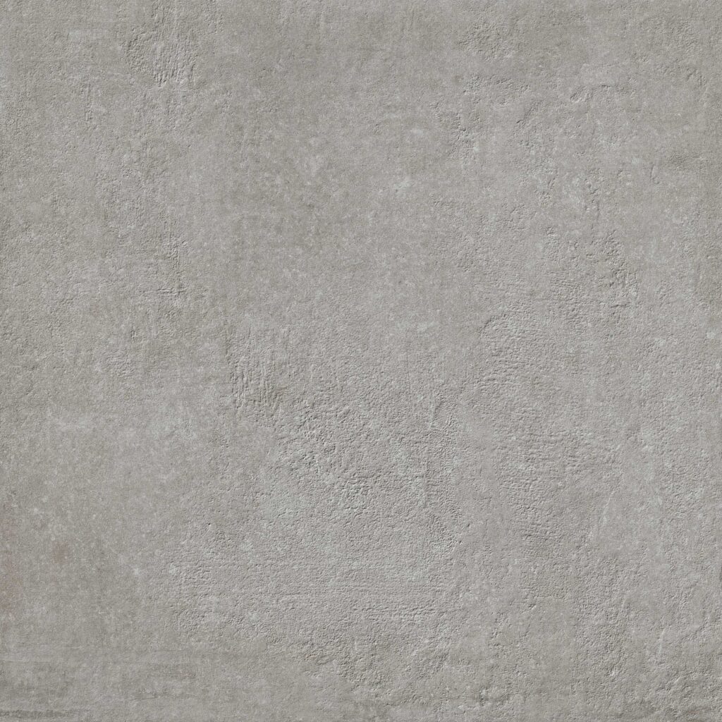 A gray tile floor with some white lines