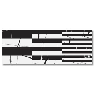 A black and white painting of an american flag.