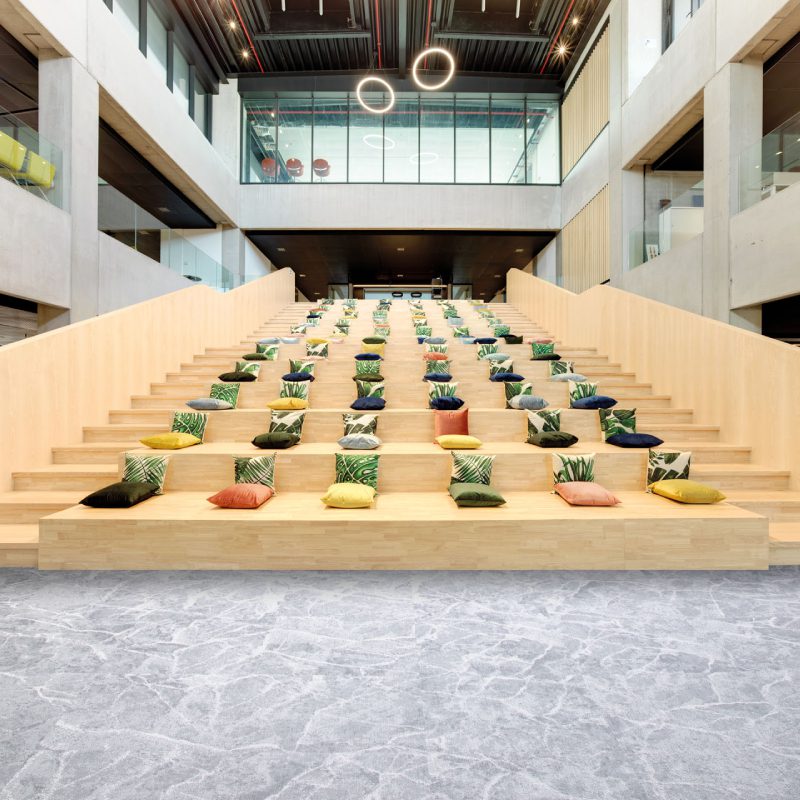 An office building with Fior stairs and Fior benches.