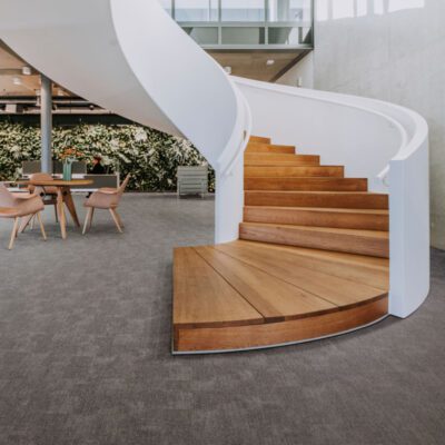 A Lyra spiral staircase in a building.