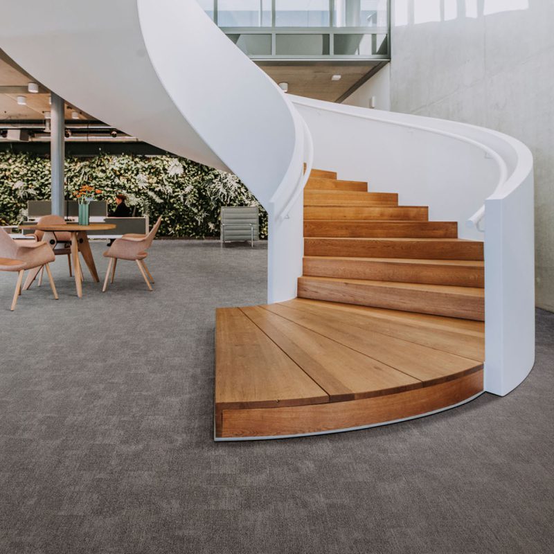 A Lyra spiral staircase in a building.